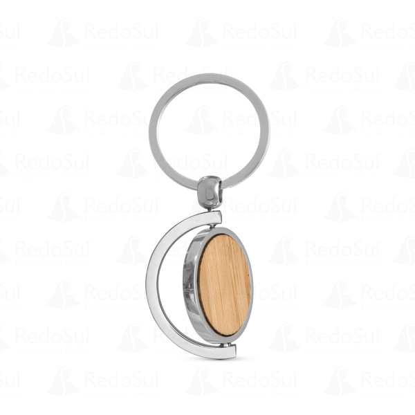 Chaveiro personalizado de bambu e metal redondo Chaveiro personalizado de bambu e metal redondo